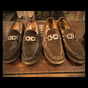Ferragamo Suede Bit Loafers (2 Pair) size 11D
